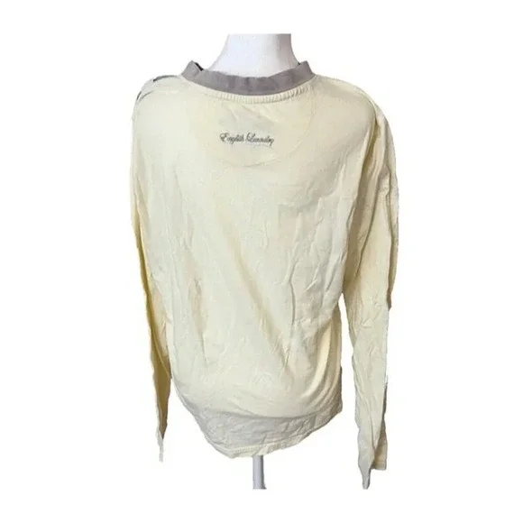Y2K Distressed British English Laundry Long Sleeve Light Weight Henley Shirt - Picture 4 of 5